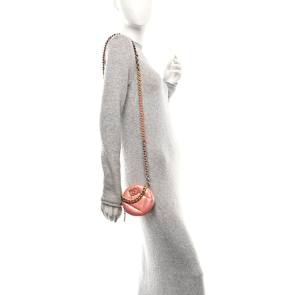 Chanel Iridescent Calfskin Quilted Chanel 19 Round Clutch With Chain Pink 2 of 11