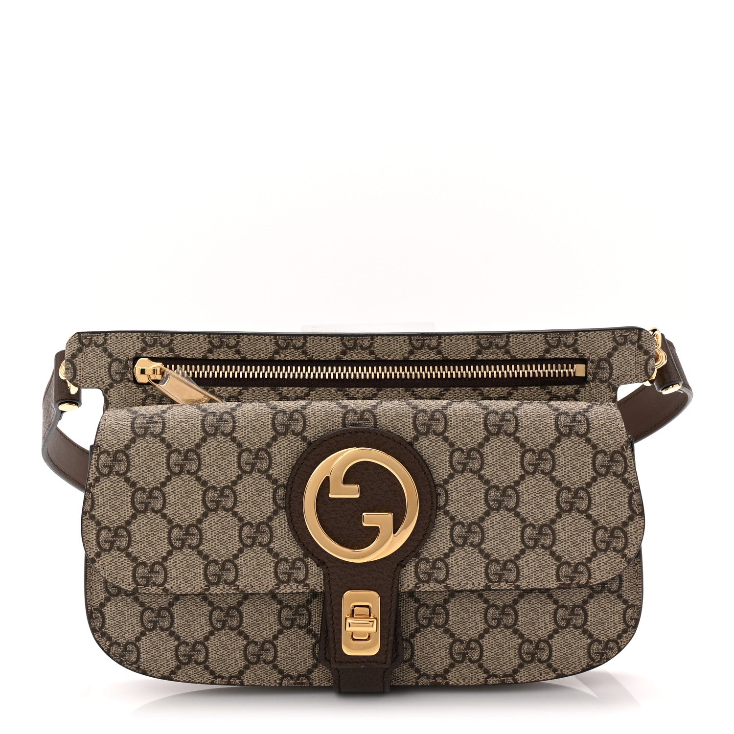Gucci GG Supreme Monogram Textured Dollar Calfskin Blondie Belt Bag Beige Ebony New Acero 1 of 10