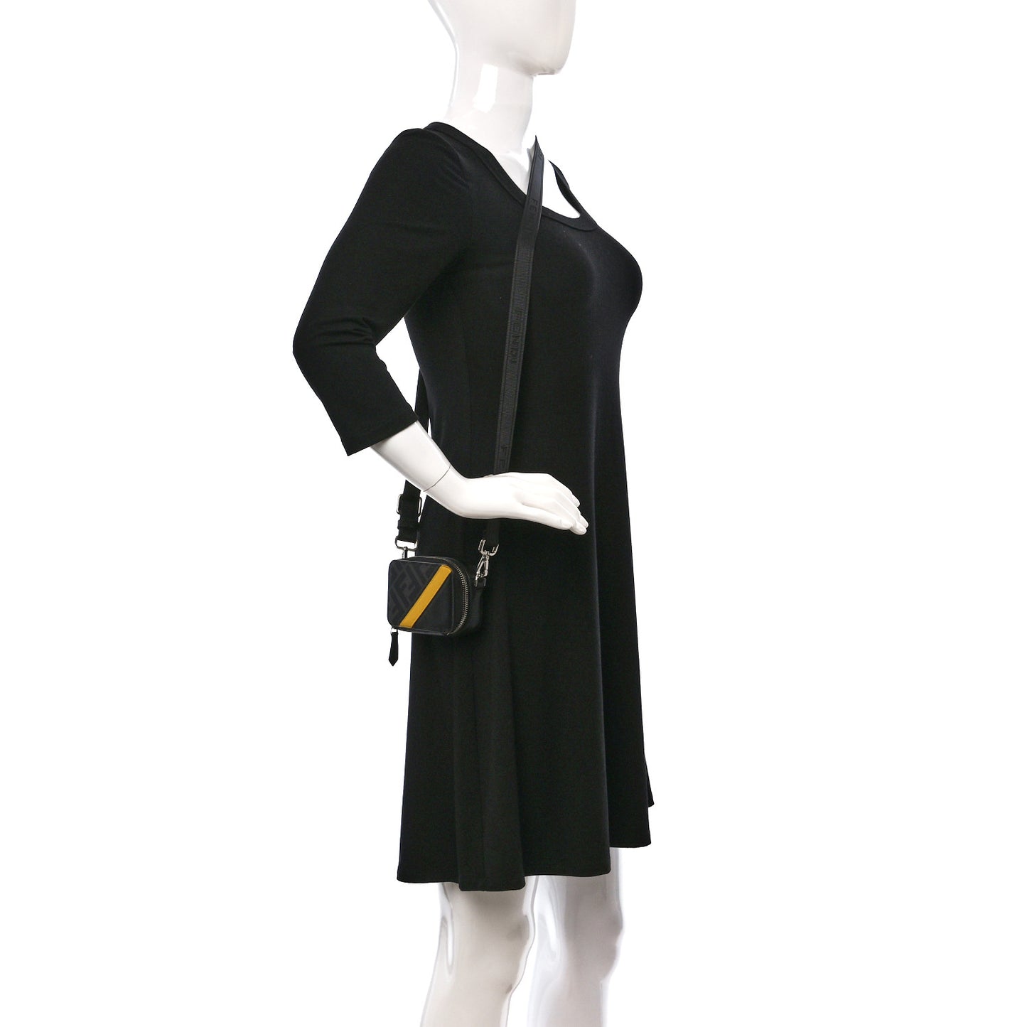 Glazed Fabric Vitello Cover Grace FF 1974 Diagonal Mini Camera Case Black Sunflower