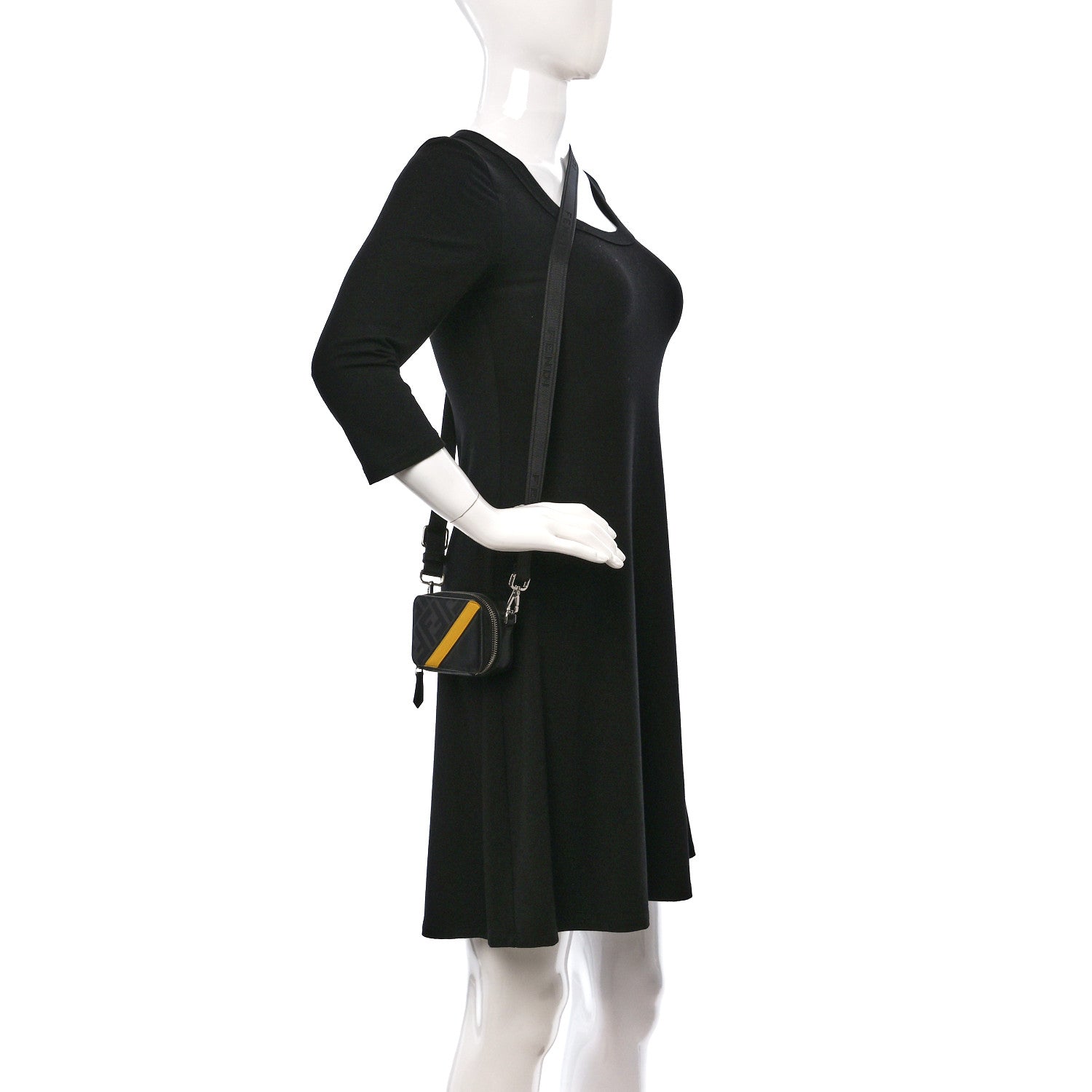 Fendi Glazed Fabric Vitello Cover Grace FF 1974 Diagonal Mini Camera Case Black Sunflower 2 of 10