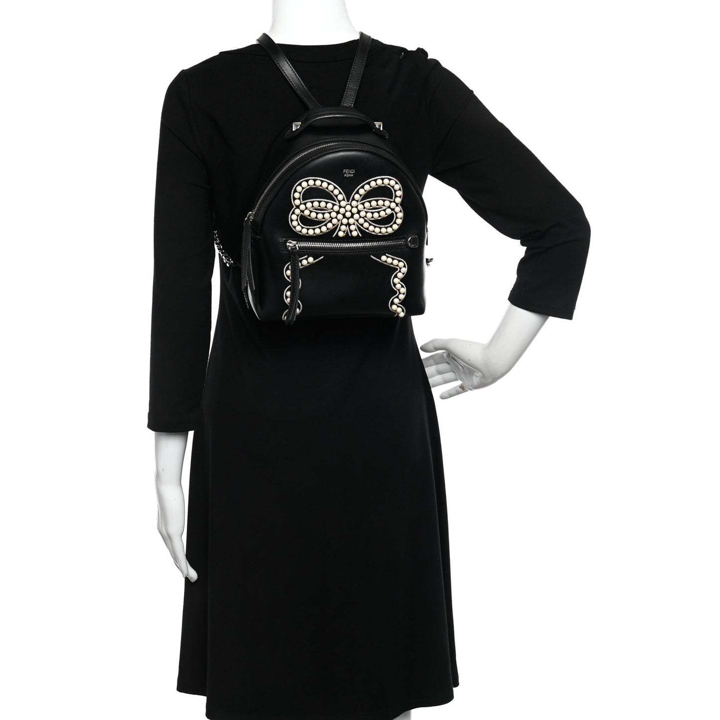 Vitello Liberty Pearl Romantic Bow Mini Backpack Black