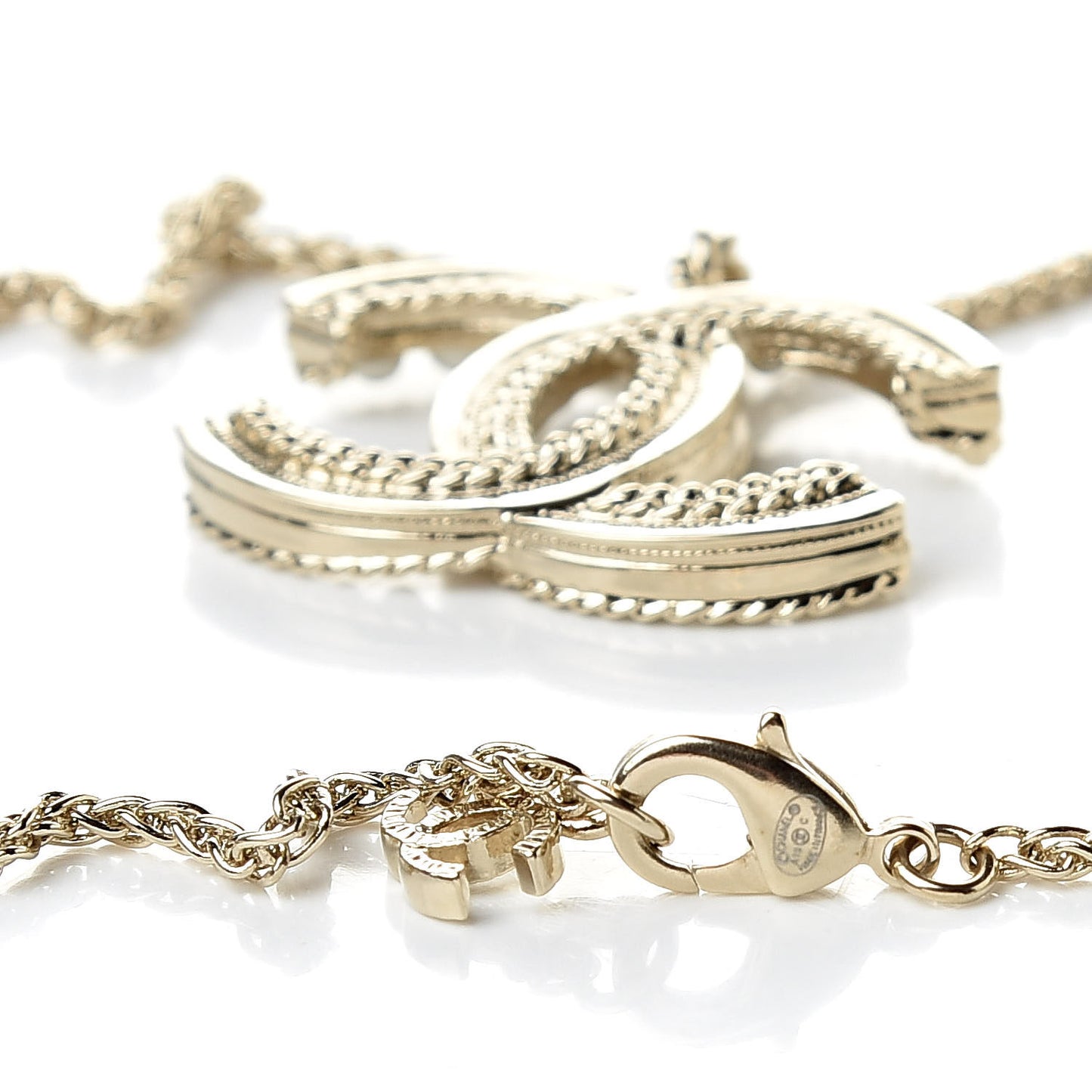 Pearl CC Pendant Necklace Light Gold