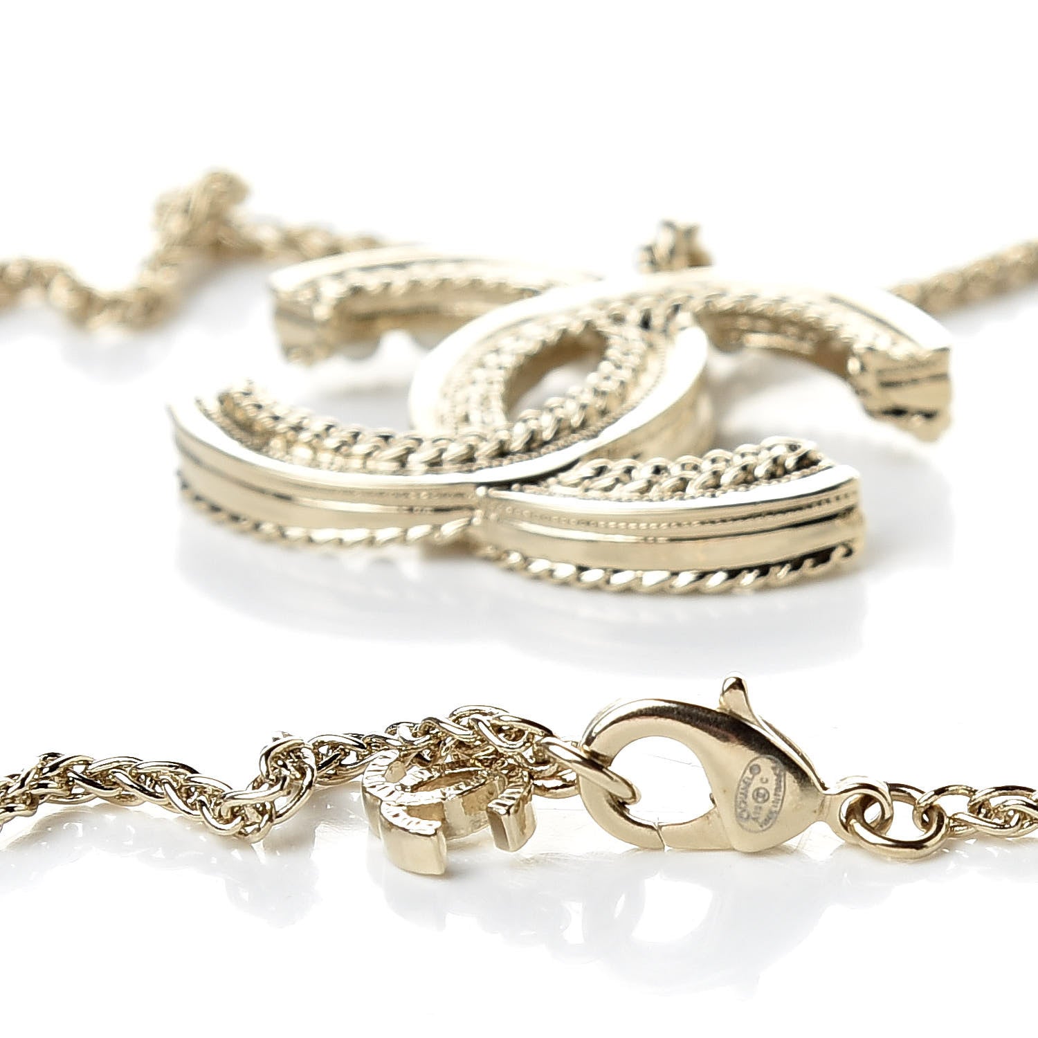 Chanel Pearl CC Pendant Necklace Light Gold 4 of 5