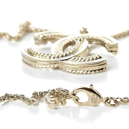 Chanel Pearl CC Pendant Necklace Light Gold 4 of 5