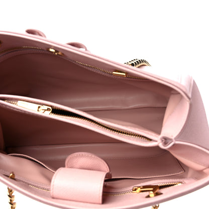 Salvatore Ferragamo Hammered Calfskin Vara Bow Chain Tote Pink 5 of 11