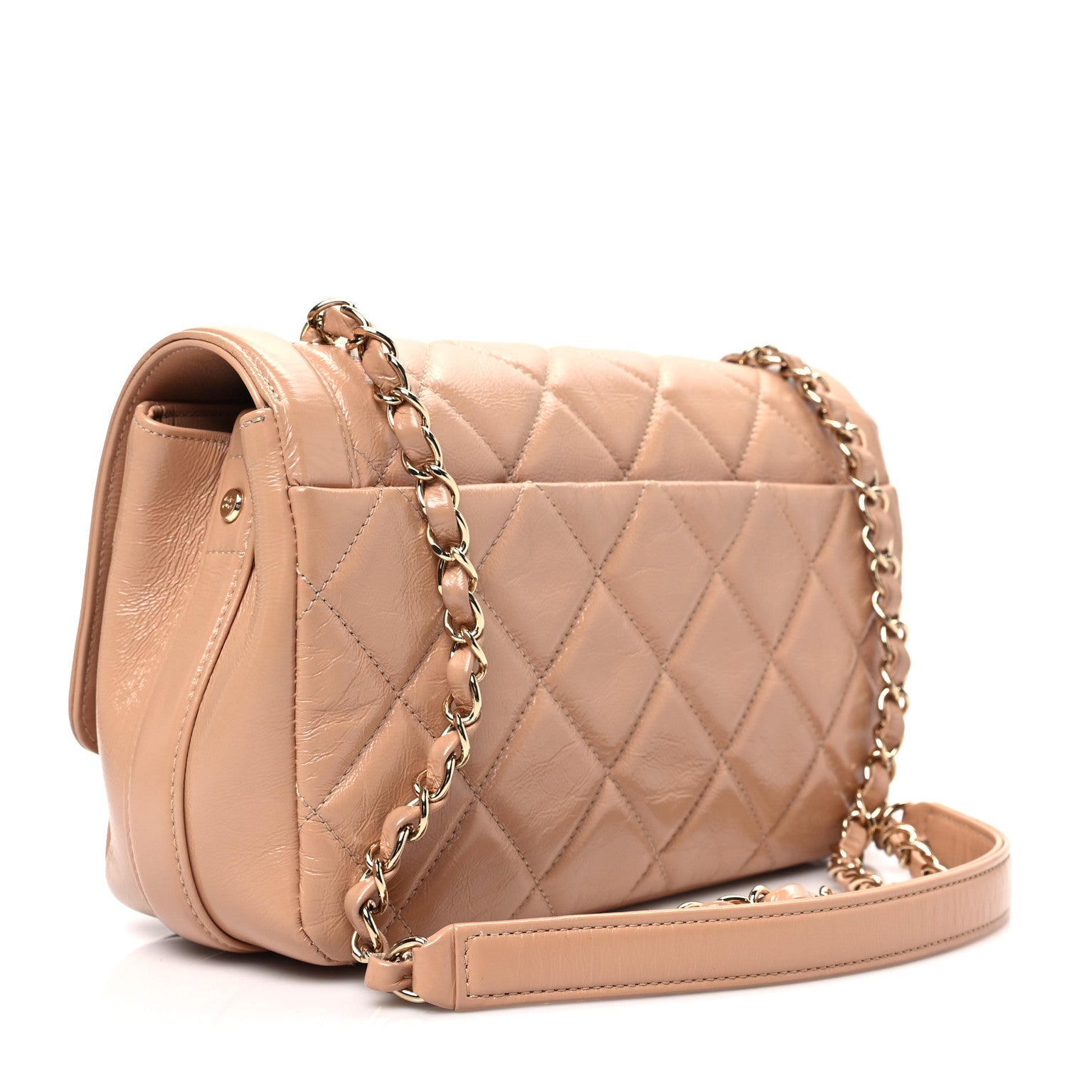 Chanel Crumpled Glazed Lambskin Quilted Small Flap Beige 2 of 7