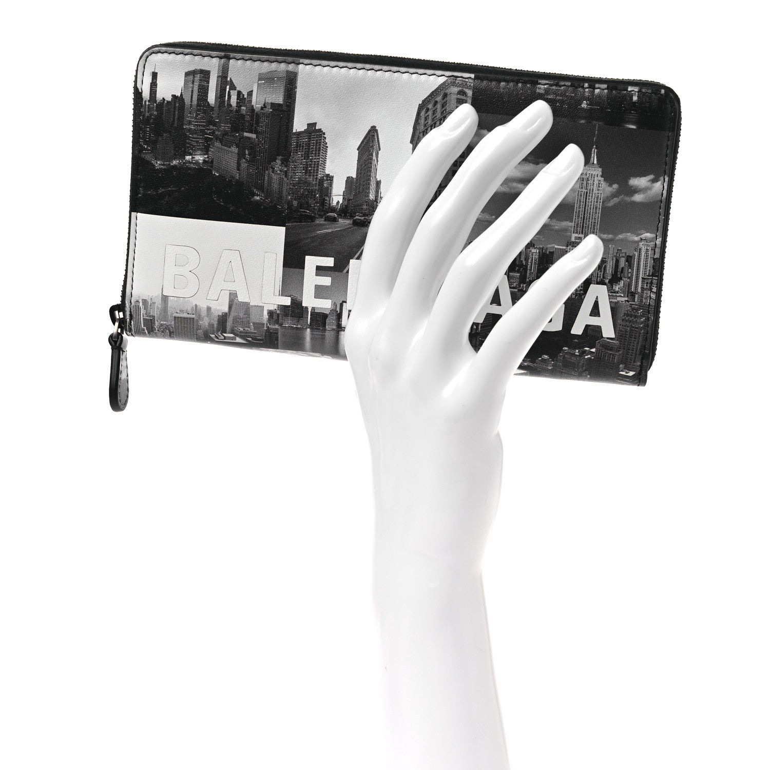 Balenciaga Calfskin New York Skyline Logo Ville Wallet Black 2 of 10