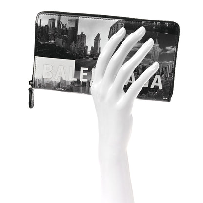 Balenciaga Calfskin New York Skyline Logo Ville Wallet Black 2 of 10