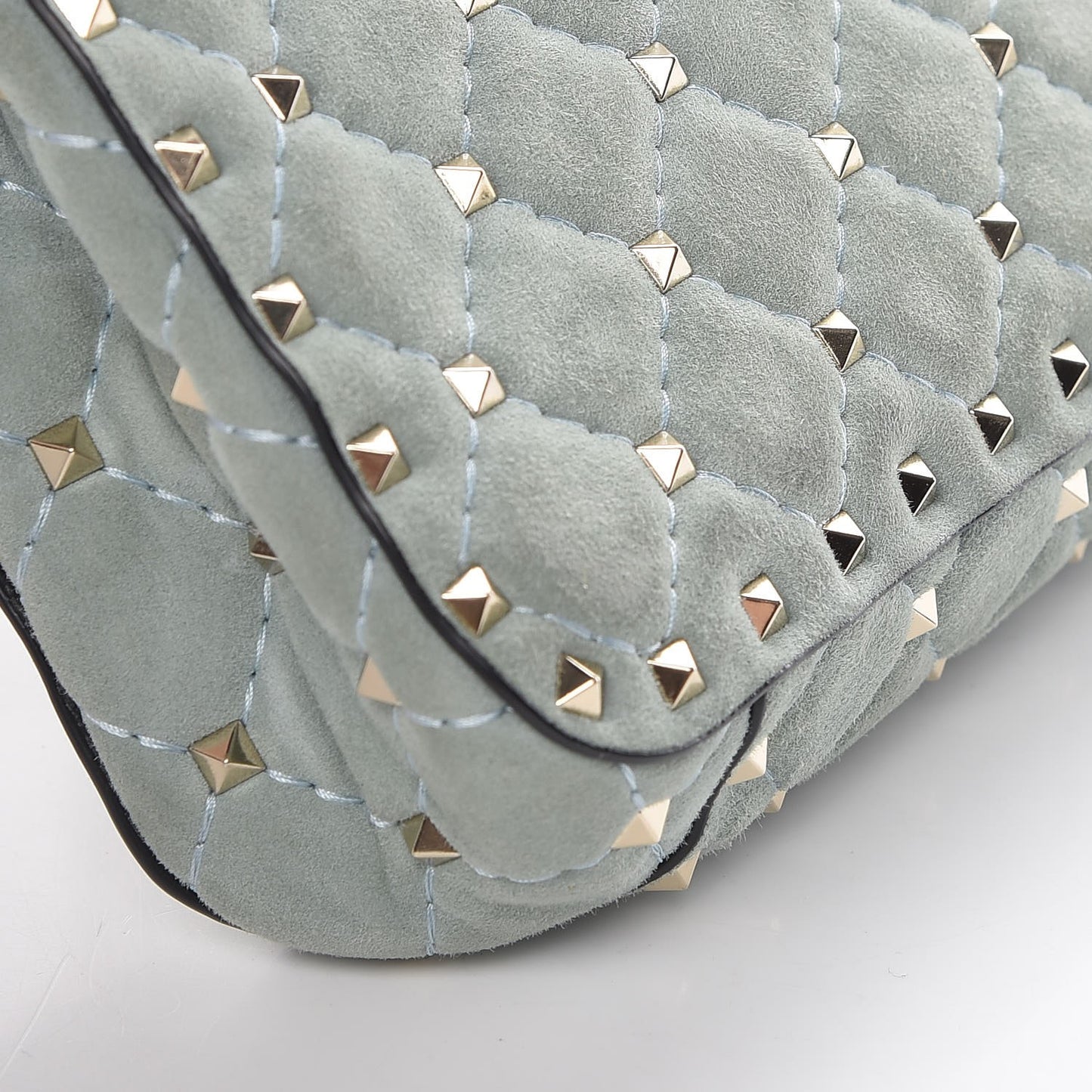 Suede Small Rockstud Spike Shoulder Bag Nube