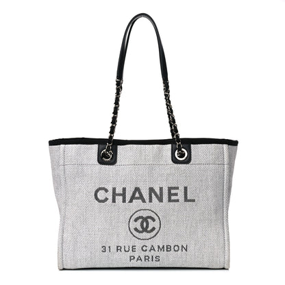 Chanel Woven Straw Raffia Small Deauville Tote Grey 1 of 11