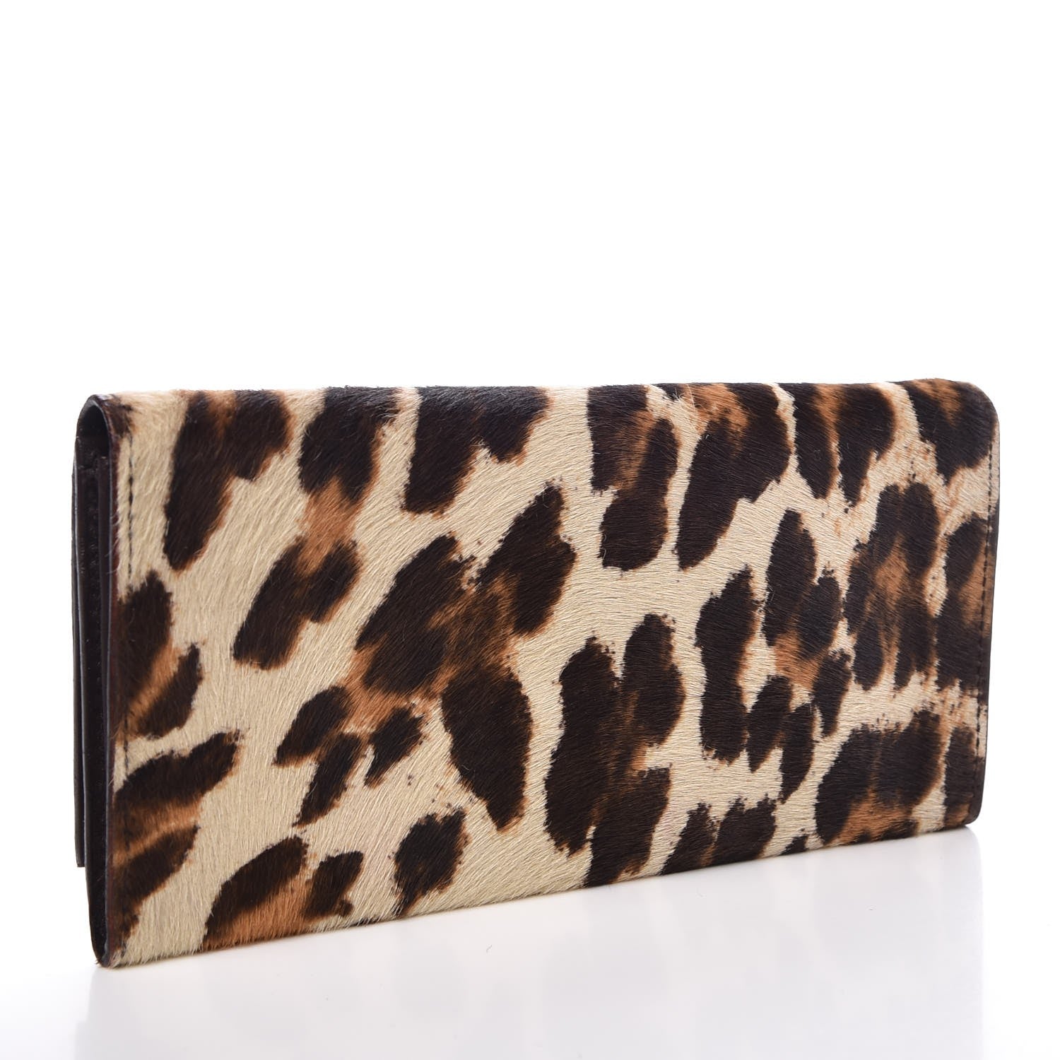 Prada Calf Hair Leopard Print Continental Flap Wallet 3 of 8