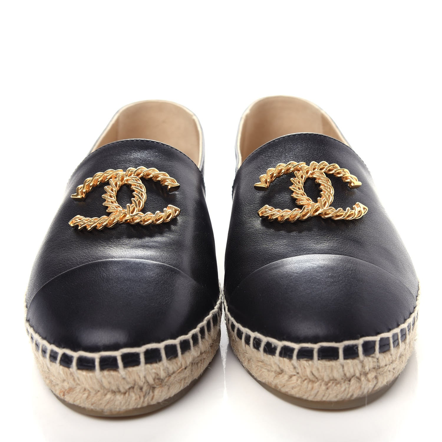 Chanel Calfskin Chain CC Espadrilles 38 Black 5 of 11