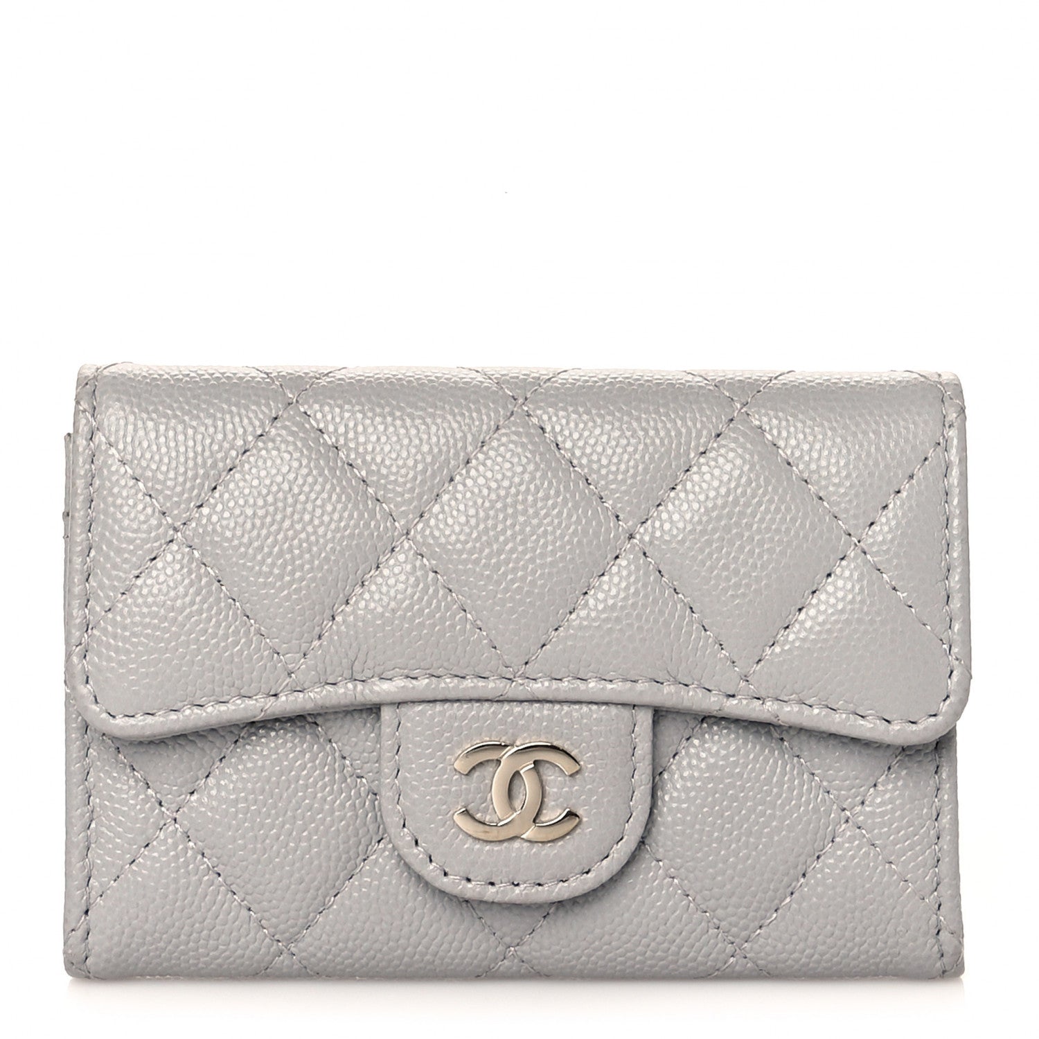Chanel Caviar Quilted Flap Card Holder Wallet Grey 1 of 12