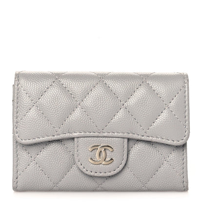 Chanel Caviar Quilted Flap Card Holder Wallet Grey 1 of 12