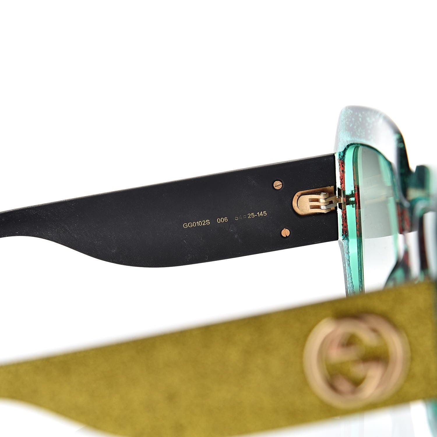 Gucci Square Frame GG0102S Sunglasses Glitter Red Black Green 5 of 8