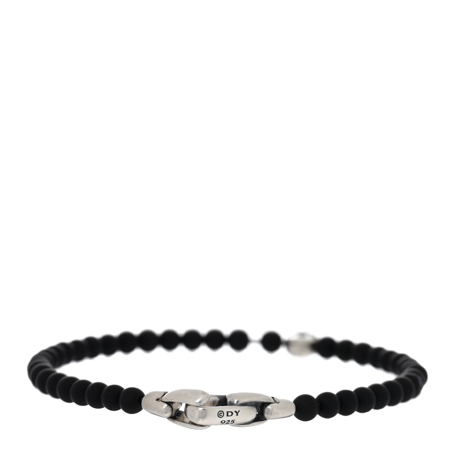 David Yurman Sterling Silver Black Onyx Blue Sapphire 4mm Spiritual Beads Evil Eye Bracelet 2 of 3