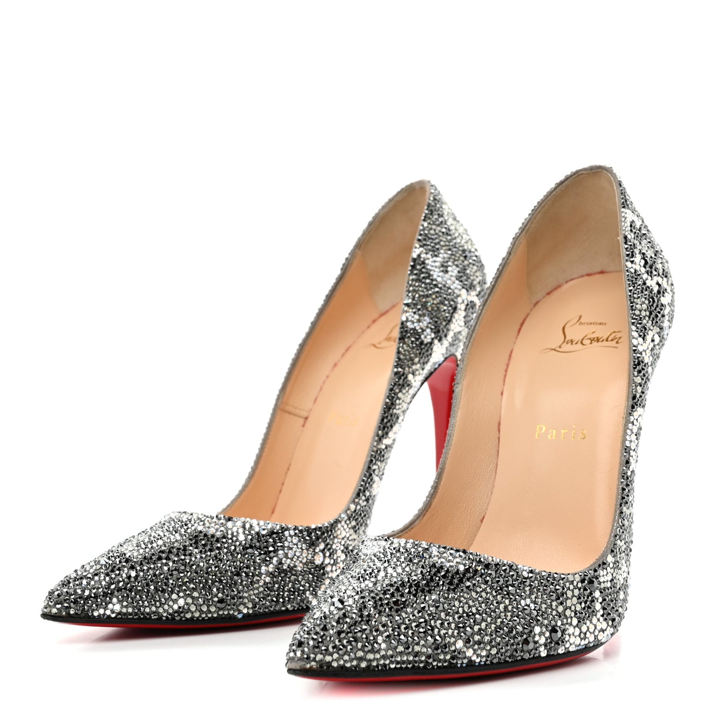 Strass Leopard Print Pigalle Follies 100 Pumps 38.5 Silver Black