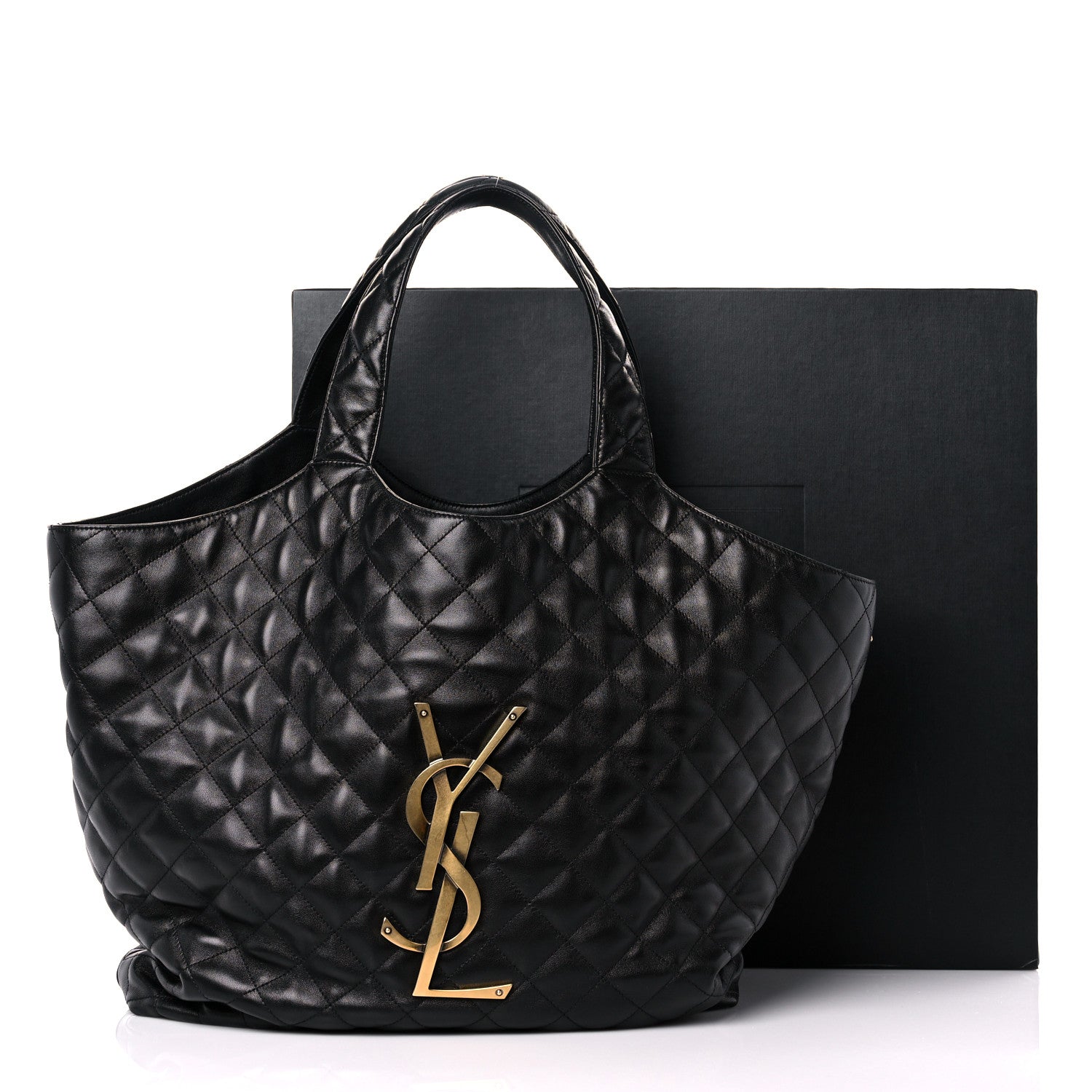 Saint Laurent Lambskin Quilted Maxi Icare Shopping Tote Black 14 of 14