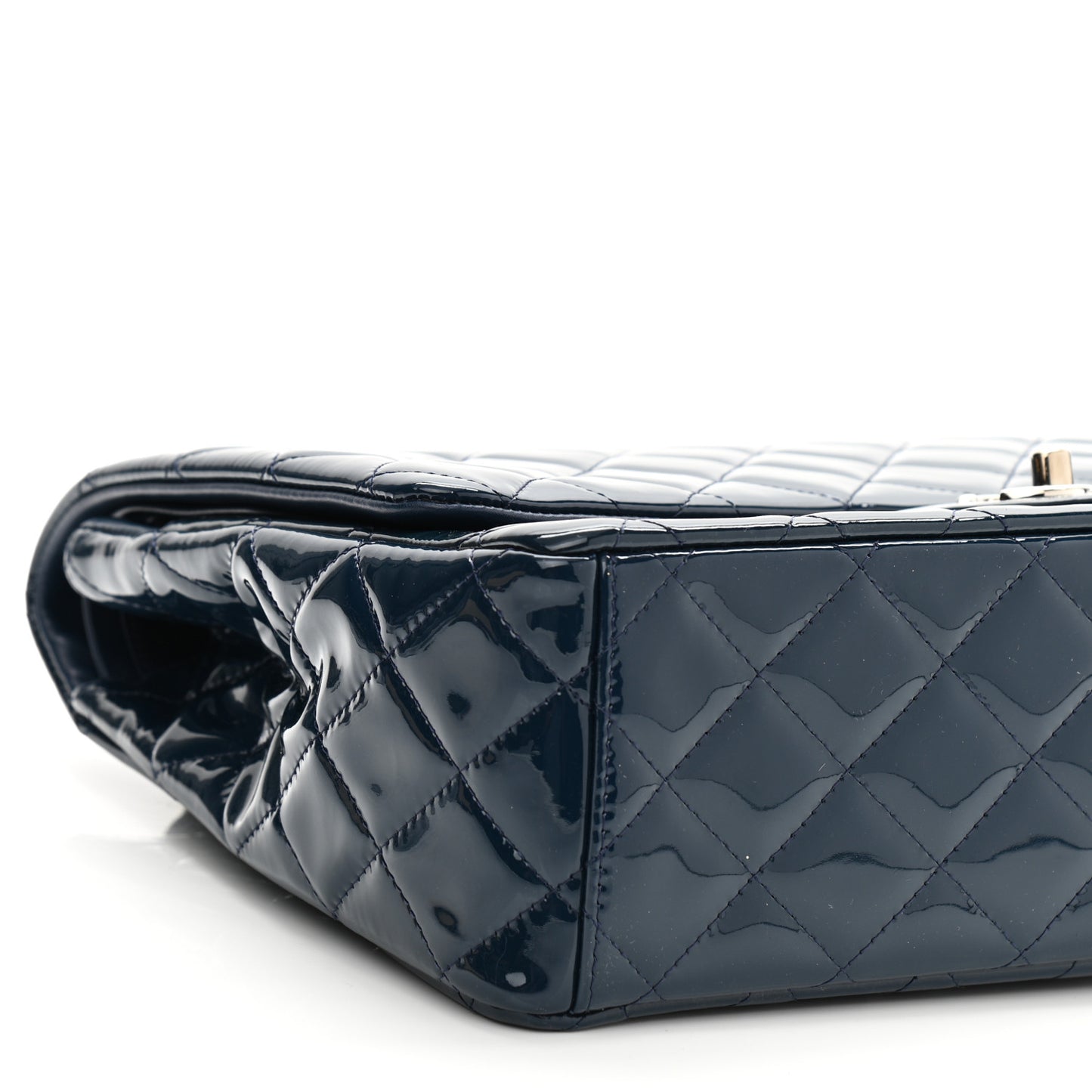 Patent Quilted Maxi Double Flap Navy