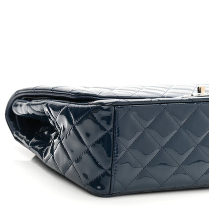 Chanel Patent Quilted Maxi Double Flap Navy 8 of 10