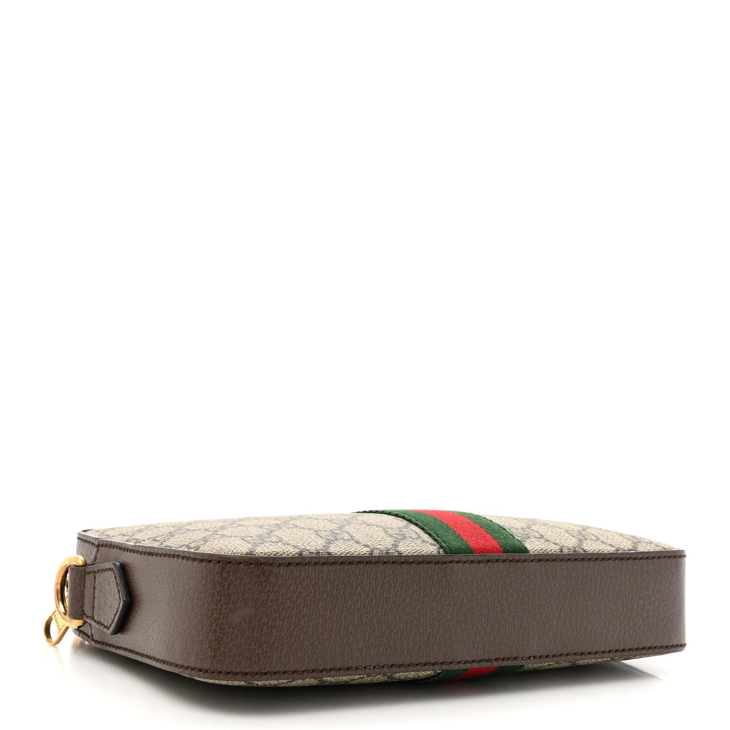 GG Supreme Monogram Textured Dollar Calfskin Web Ophidia Wristlet Shoulder Bag Beige Ebony New Acero