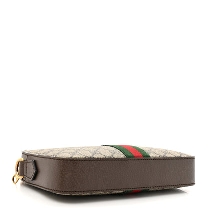 Gucci GG Supreme Monogram Textured Dollar Calfskin Web Ophidia Wristlet Shoulder Bag Beige Ebony New Acero 4 of 13