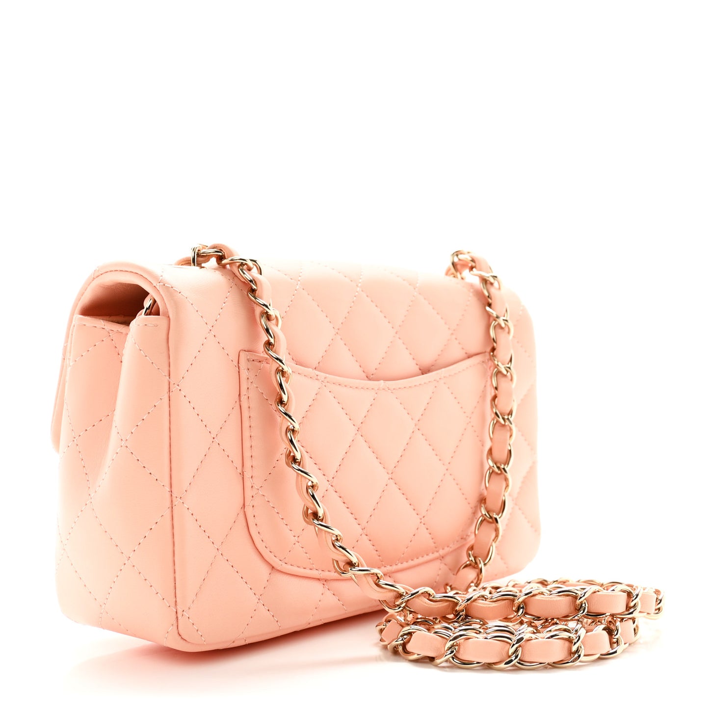 Lambskin Quilted Mini Rectangular Flap Light Pink