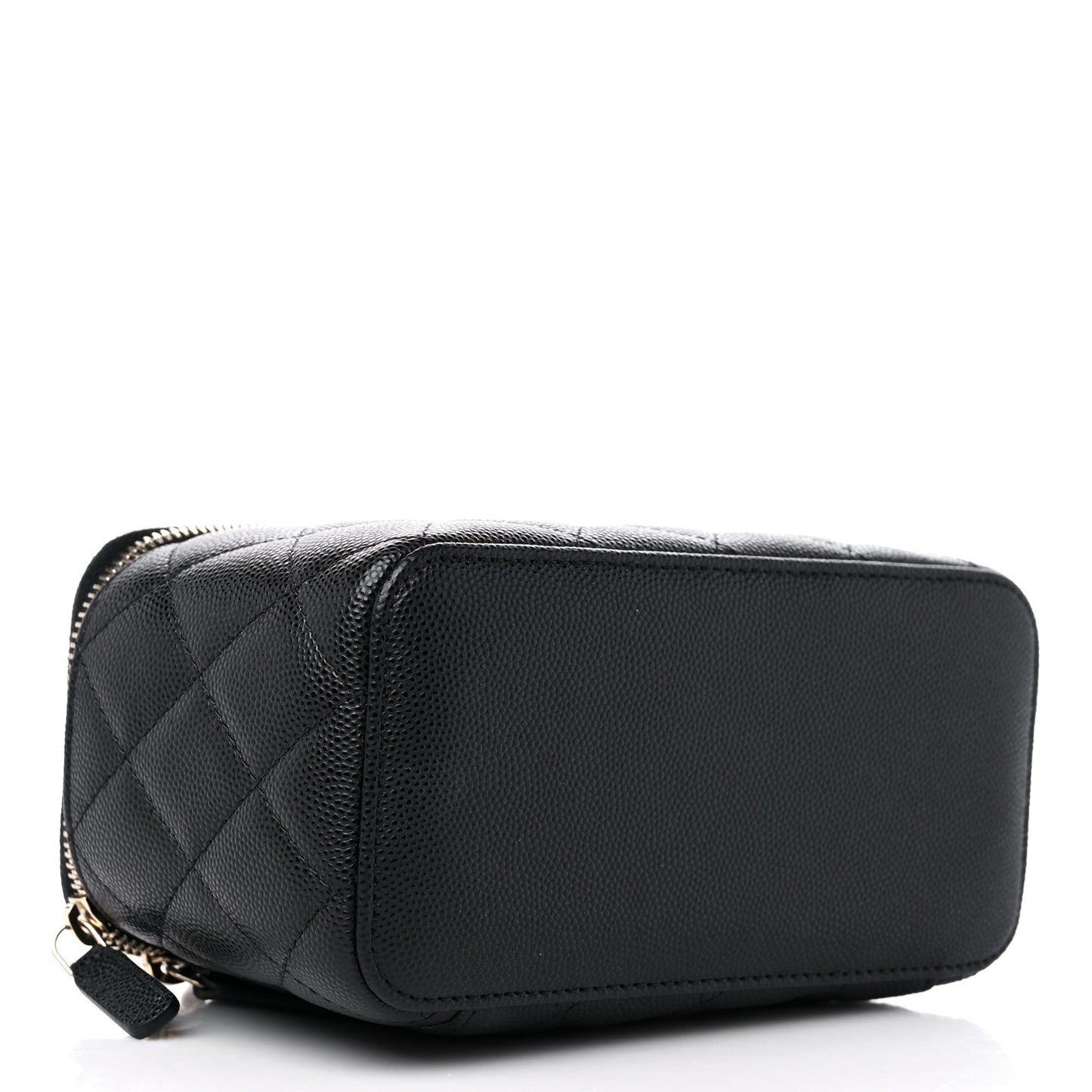 Caviar Quilted Small Vanity Case With Chain Black