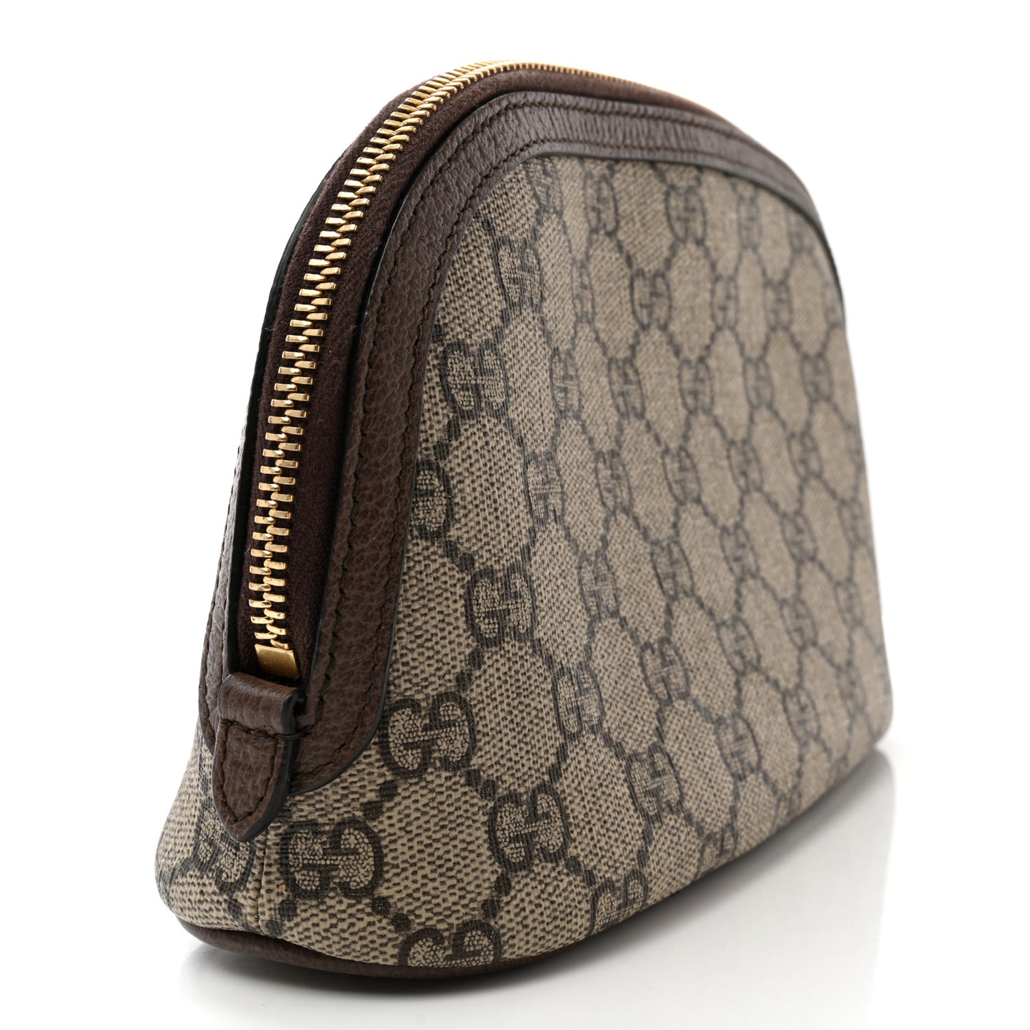 GG Supreme Monogram Textured Calfskin Web Large Ophidia Cosmetic Case Beige Ebony New Acero