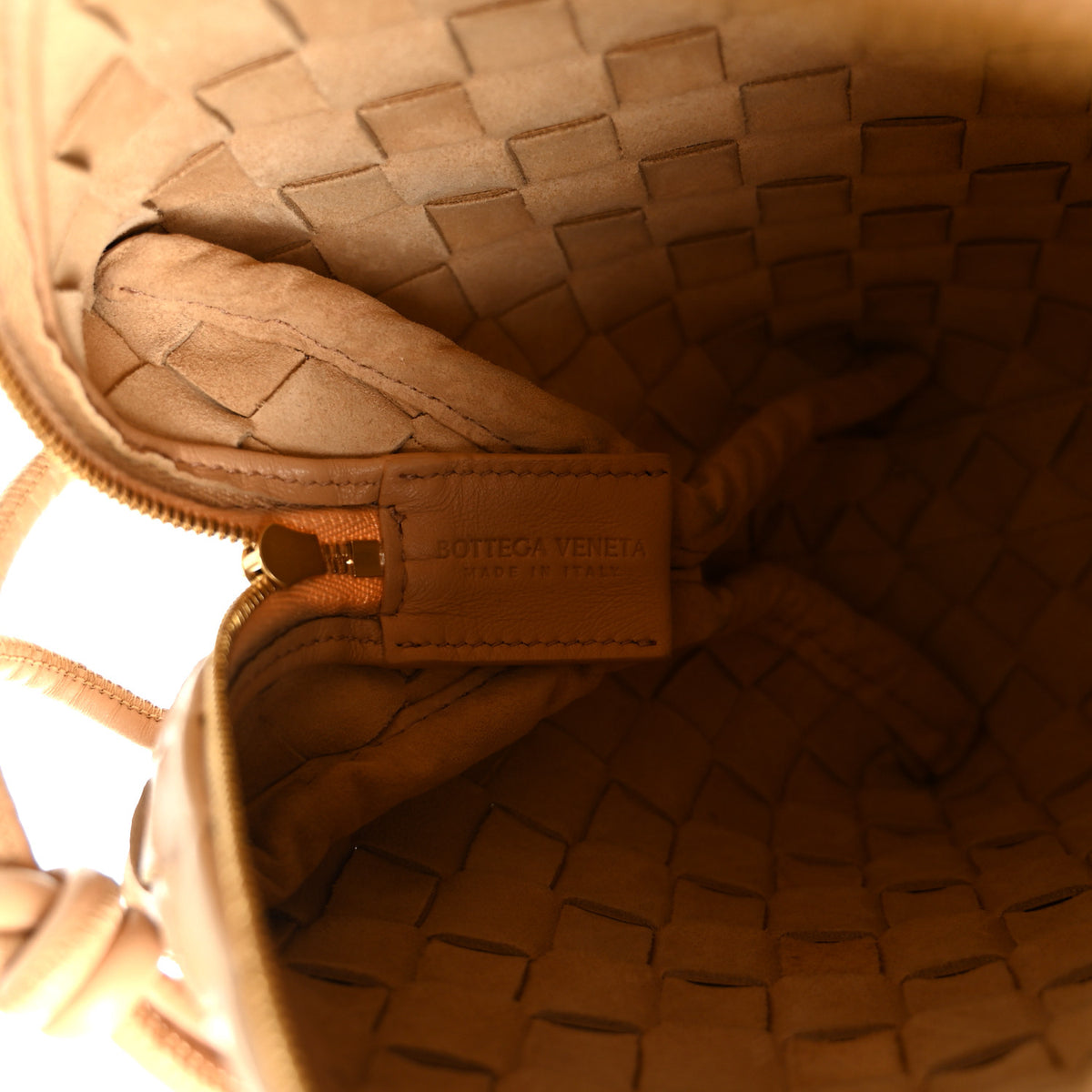 Nappa Intrecciato Small Loop Camera Bag Almond