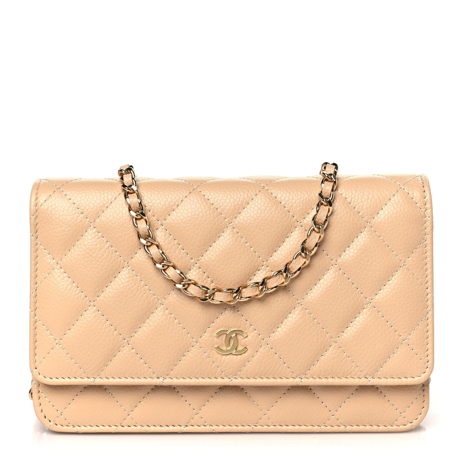 Chanel Caviar Quilted Wallet On Chain WOC Beige 1 of 10