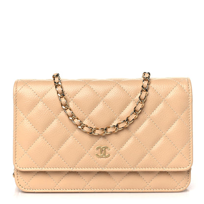Chanel Caviar Quilted Wallet On Chain WOC Beige 1 of 10