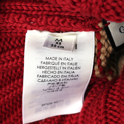Gucci Cotton Monogram Jumbo GG Beanie Hat M Beige Red 3 of 4