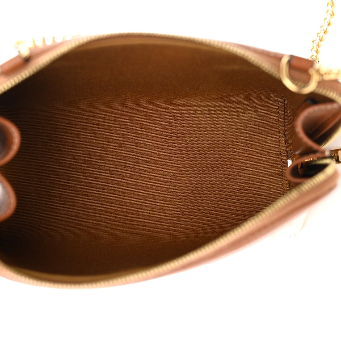 Lambskin Triomphe Canvas Clutch With Chain White Tan