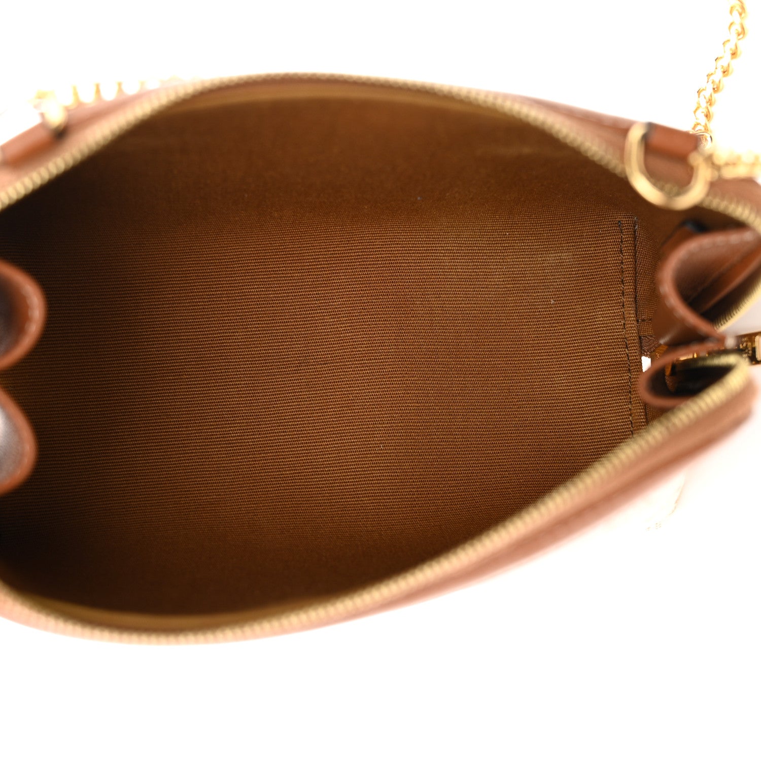 Celine Lambskin Triomphe Canvas Clutch With Chain White Tan 5 of 10