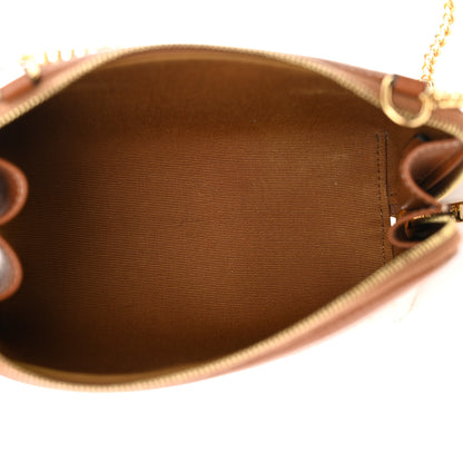 Celine Lambskin Triomphe Canvas Clutch With Chain White Tan 5 of 10