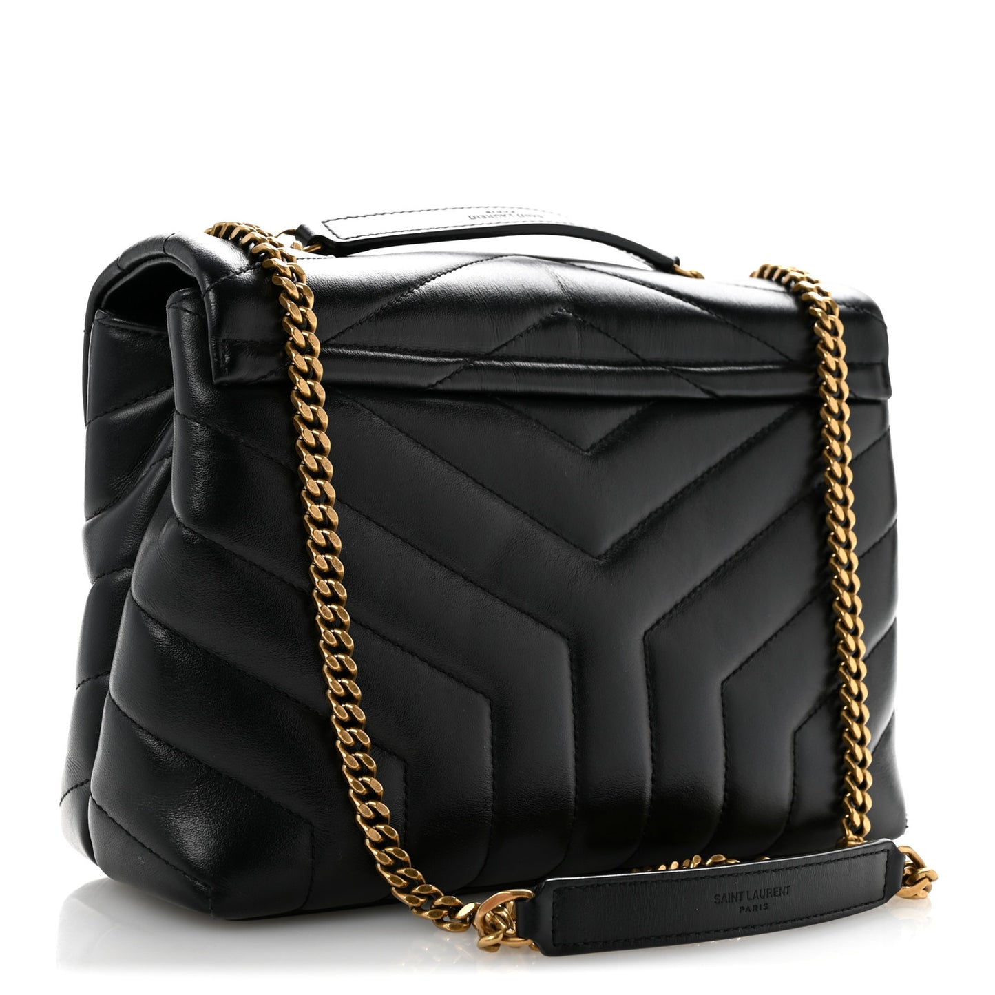 Calfskin Y Quilted Monogram Small Loulou Chain Satchel Black