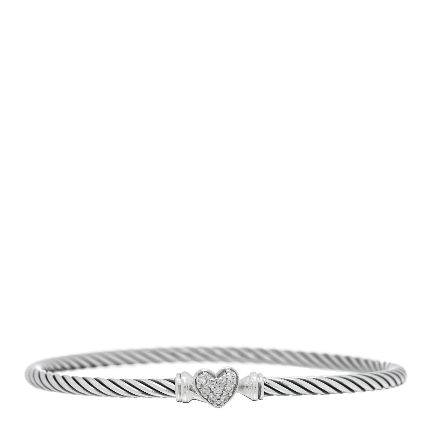 Sterling Silver Diamond Cable Collectibles Heart Bracelet