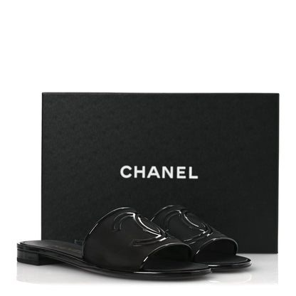 Chanel Mesh Patent Calfskin CC Mules 39 Black 10 of 10