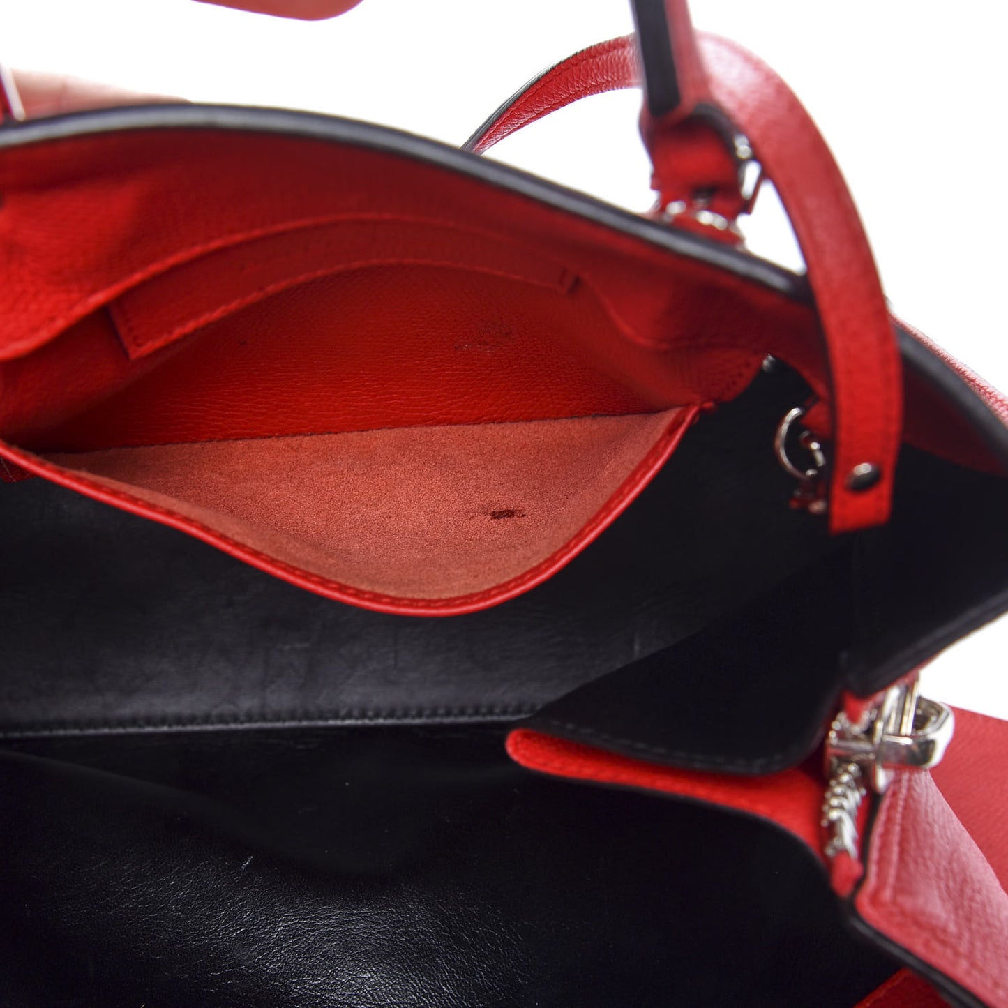 Grained Calfskin Plate Hardware Papier A6 Zip Around Tote Rouge Houx