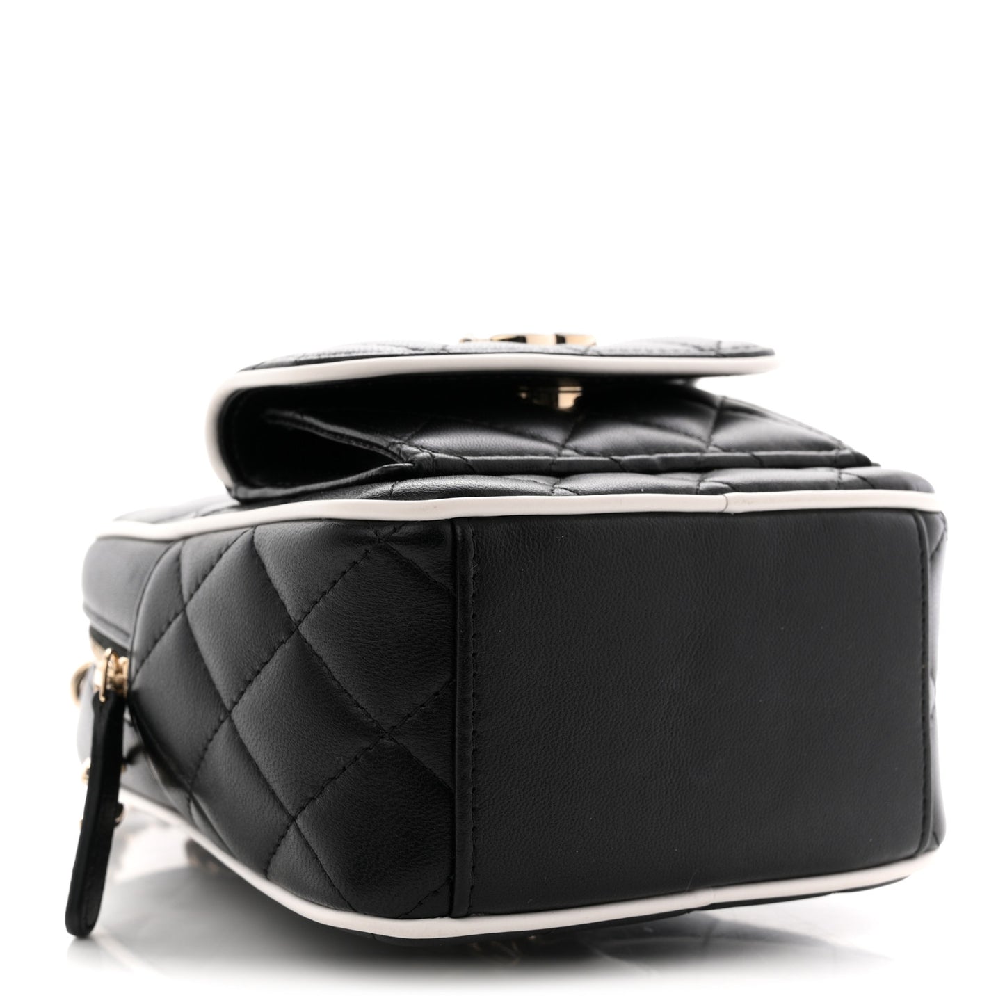 Lambskin Quilted Mini Backpack Black White