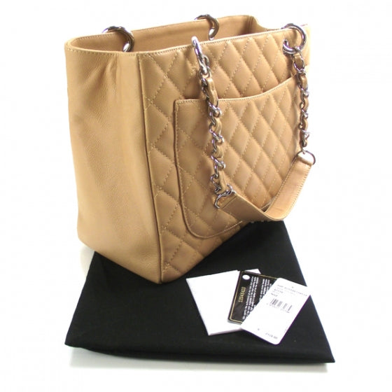Caviar Quilted Grand Shopping Tote GST Beige
