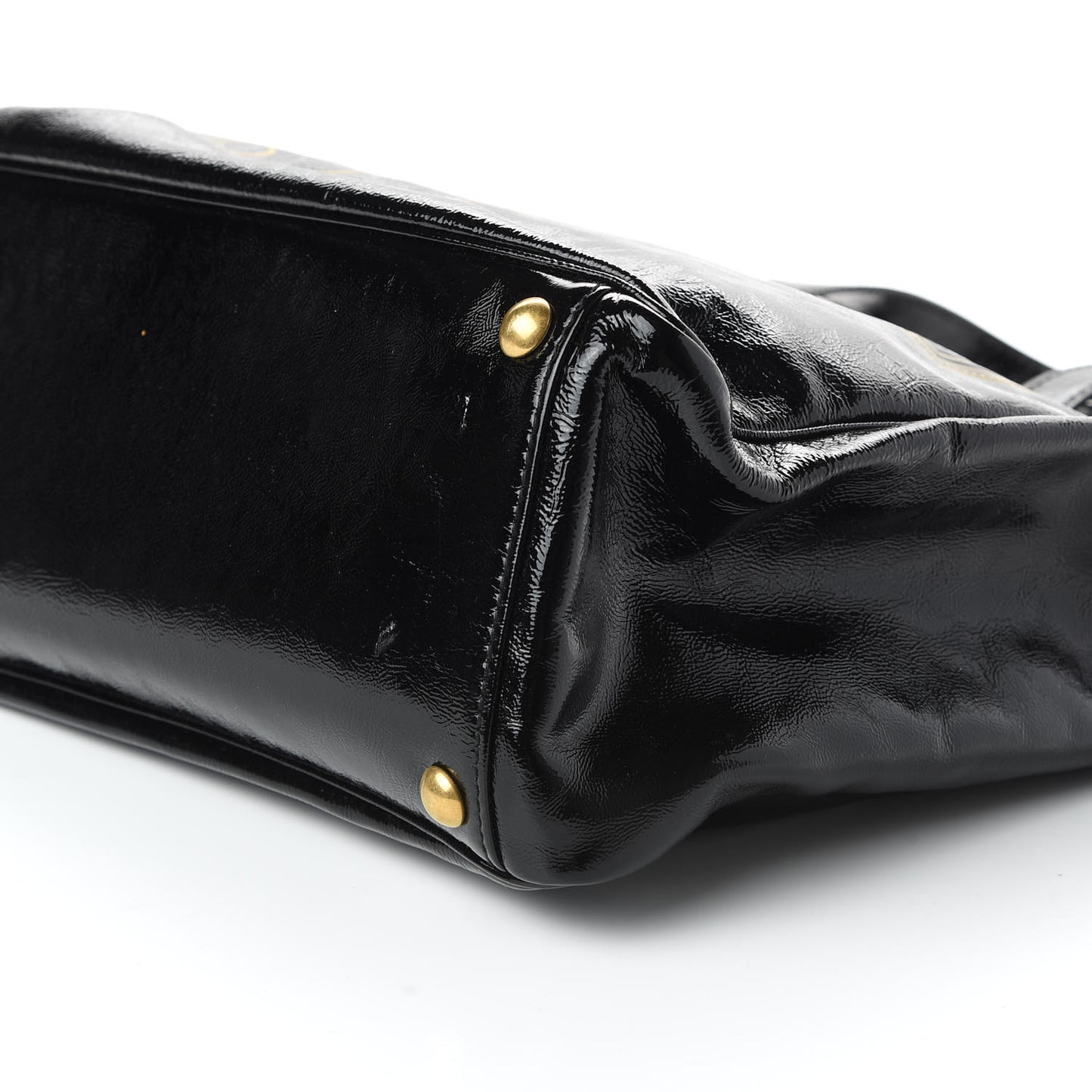 Textured Patent Large Y-Mail Tote Black