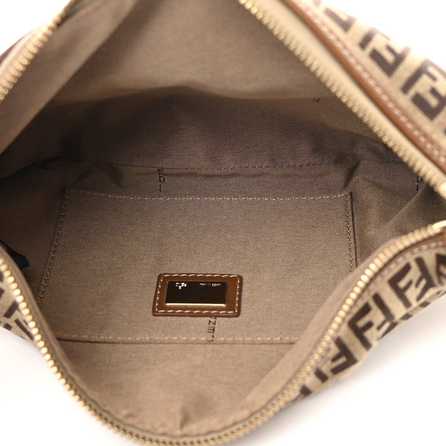 Fendi Zucchino Cuoio Small Chef Pocket Shoulder Bag Mogano Panna Fango 5 of 12