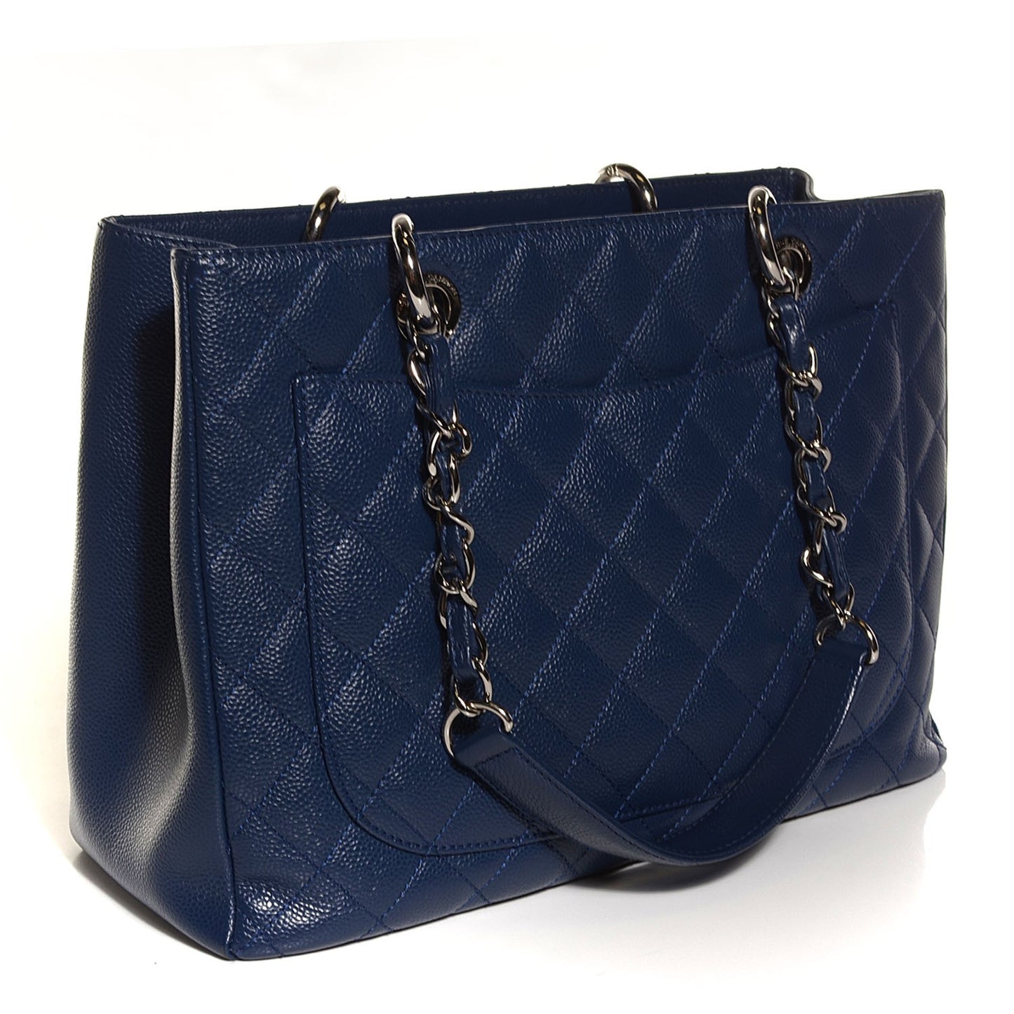 Caviar Quilted Grand Shopping Tote GST Dark Blue