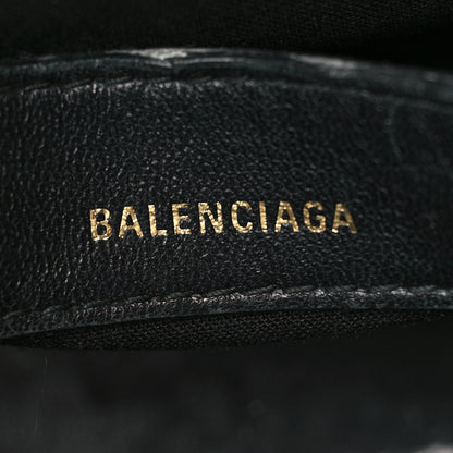 Balenciaga Calfskin Logo Crocodile Embossed XXS Ville Top Handle Bag Dark Green White 6 of 9