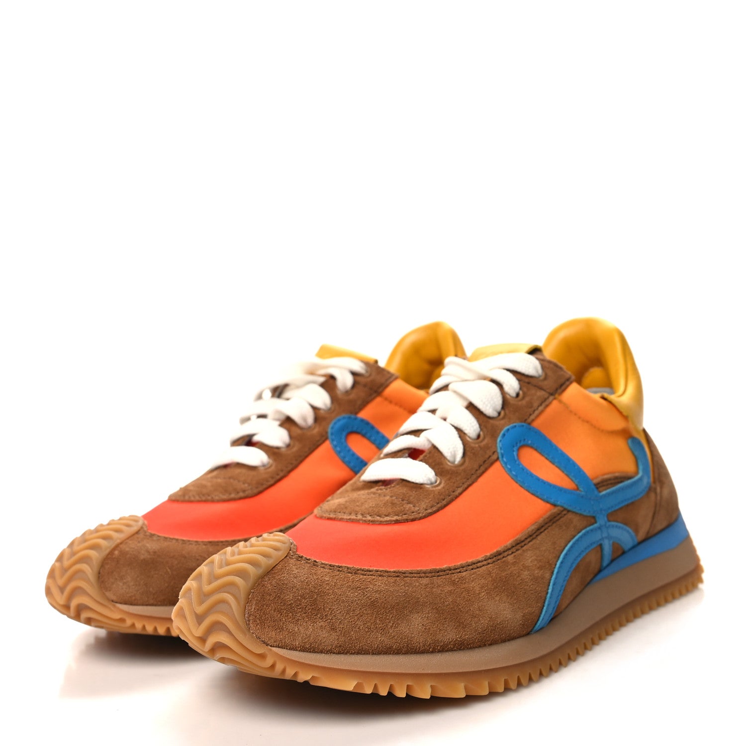 Loewe Fabric Suede Flow Retro Runner Sneakers 37 Blue Tan 3 of 9