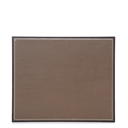 Hermes Mahogany Wood Smooth Taurillon Pleiade Mouse Pad Etoupe 1 of 4