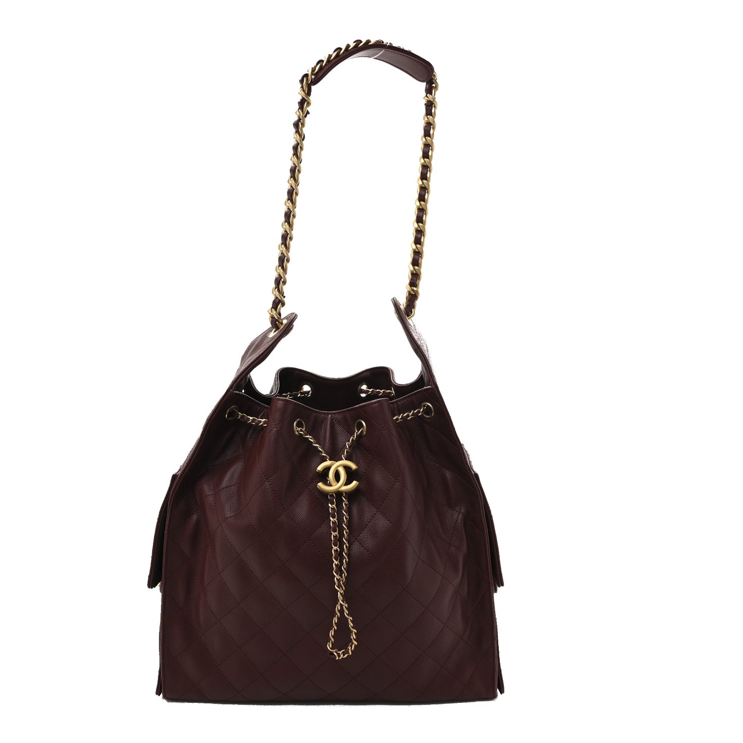 Caviar Quilted Medium Chanel 25 Handbag Burgundy