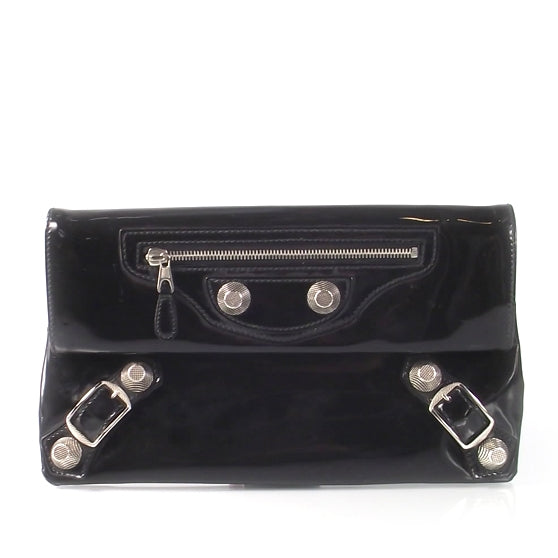 Balenciaga Patent Giant Envelope Clutch Black 1 of 7